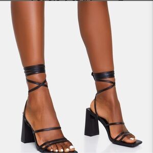 PTL PrettyLittleThing straps black heals